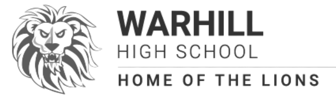 Warhill-high-school-logo Warhill high school logo with a stylized lion head and the text “warhill high school – home of the lions. ”