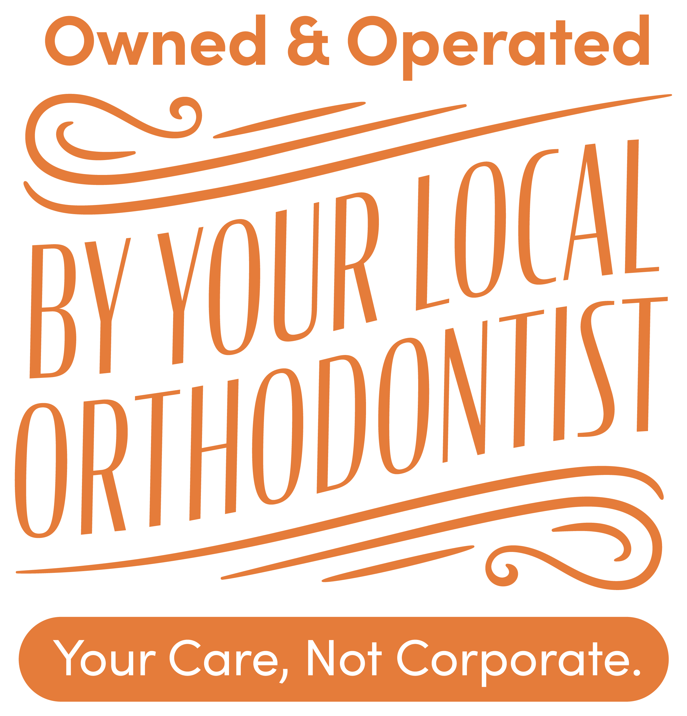 Jfo-independently owned badge-0526_orange Owned and operated by your local orthodontist badge for joosse family orthodontics.